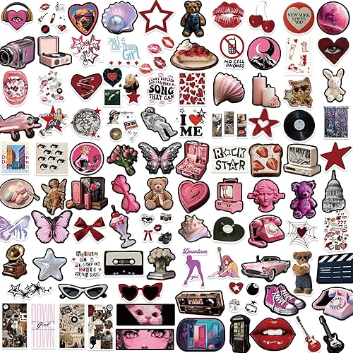 Miniatura 2 de 100 piezas de calcomanías estéticas Calcomanía retro de chicas del centro de la ciudad Y2K Lindas calcomanías cibernéticas de moda de los 2000