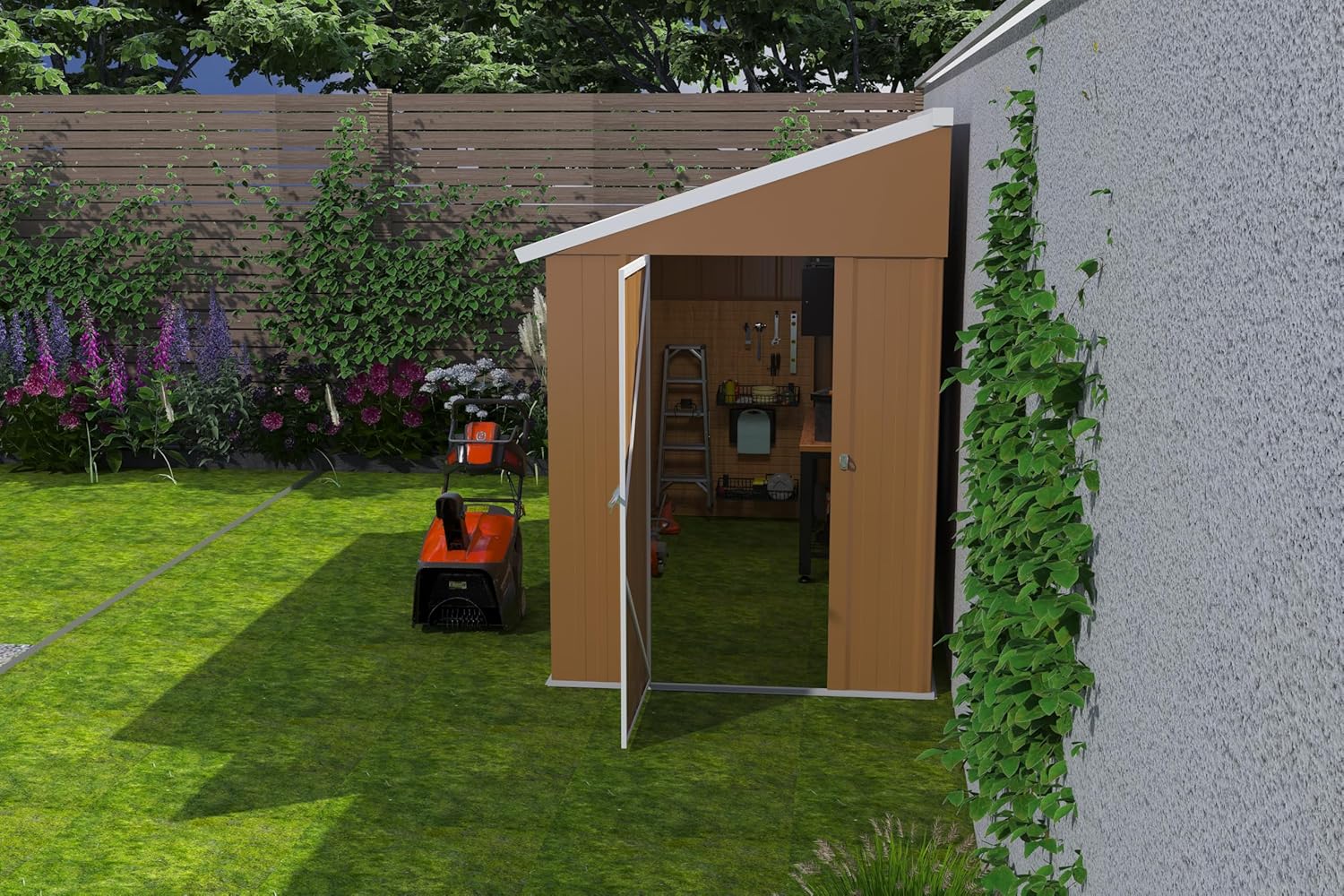 8x4 FT Heavy-Duty Metal Storage Shed with Single Hinged Door, Windows & Ventilation - Weatherproof Outdoor Garden Shed for Backyard, Lawn and Tool Organization