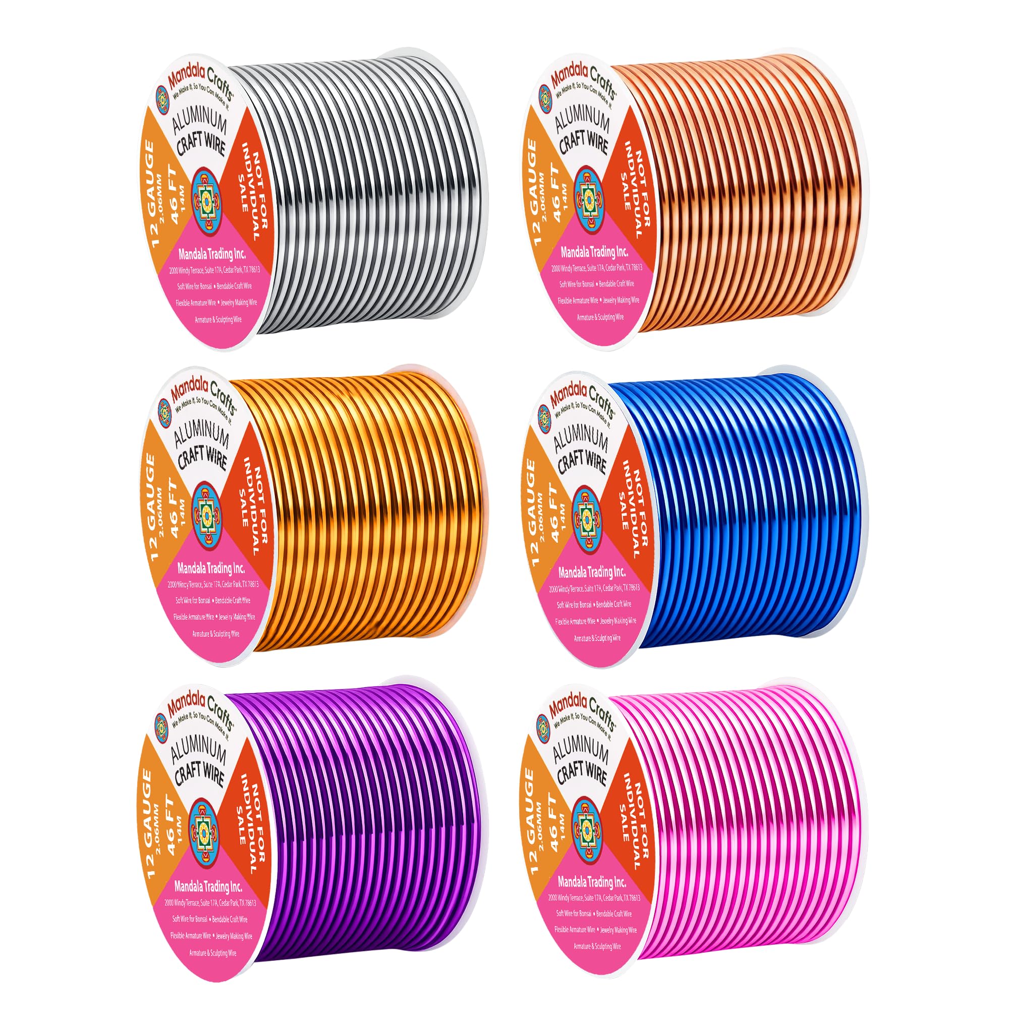 Mandala Crafts 12 GA Gold Blue Purple Assorted Anodized Aluminum Craft Wire