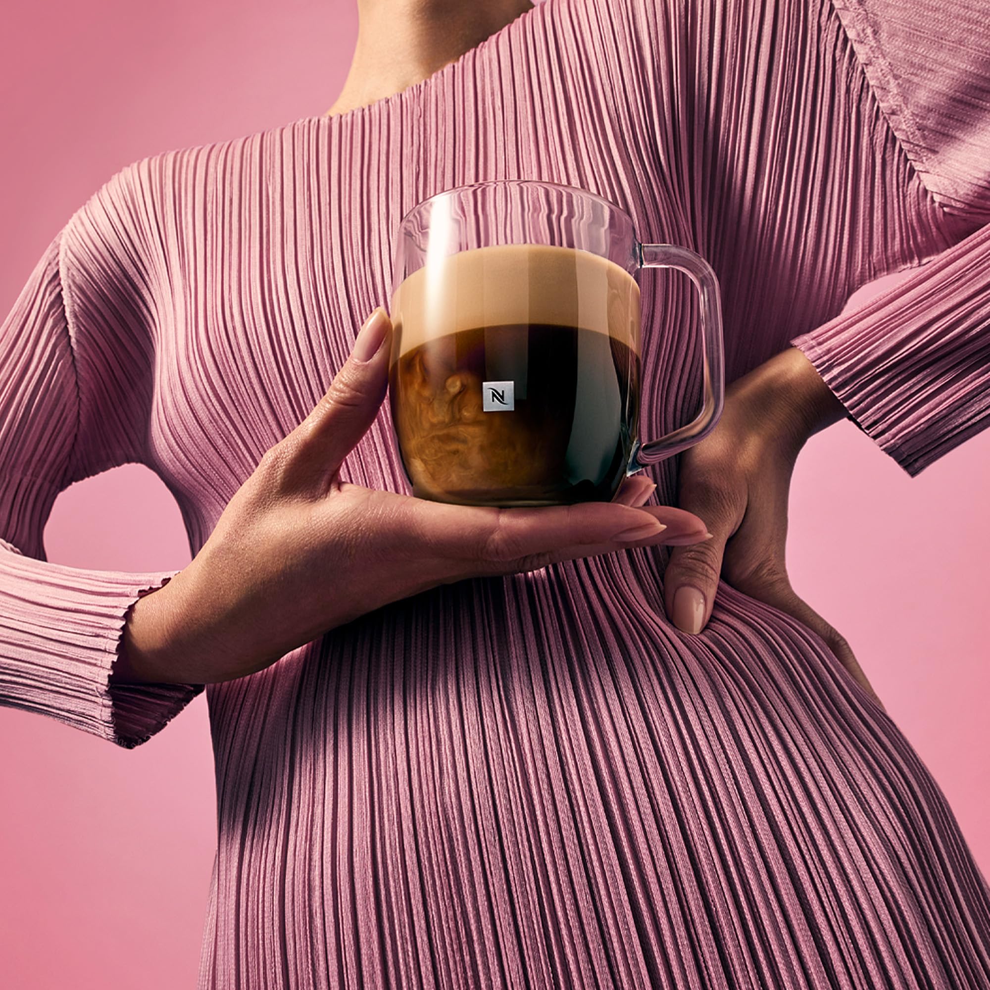 Nespresso Signature Gran Lungo Tassenset, 2 Glastassen (270 ml) | Federico Peri Design, gehärtetes Glas, für heißen und kalten Kaffee sowie Tee
