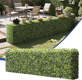 108" Wx18 Hx6 D Artificial Hedge Wall Panels Boxwood with Hard Backboard, Grass Wall Fake Plants Décor, Room Divider, Faux Greenery Backdrop for Indoor, Outdoor Privacy Planters for Patio