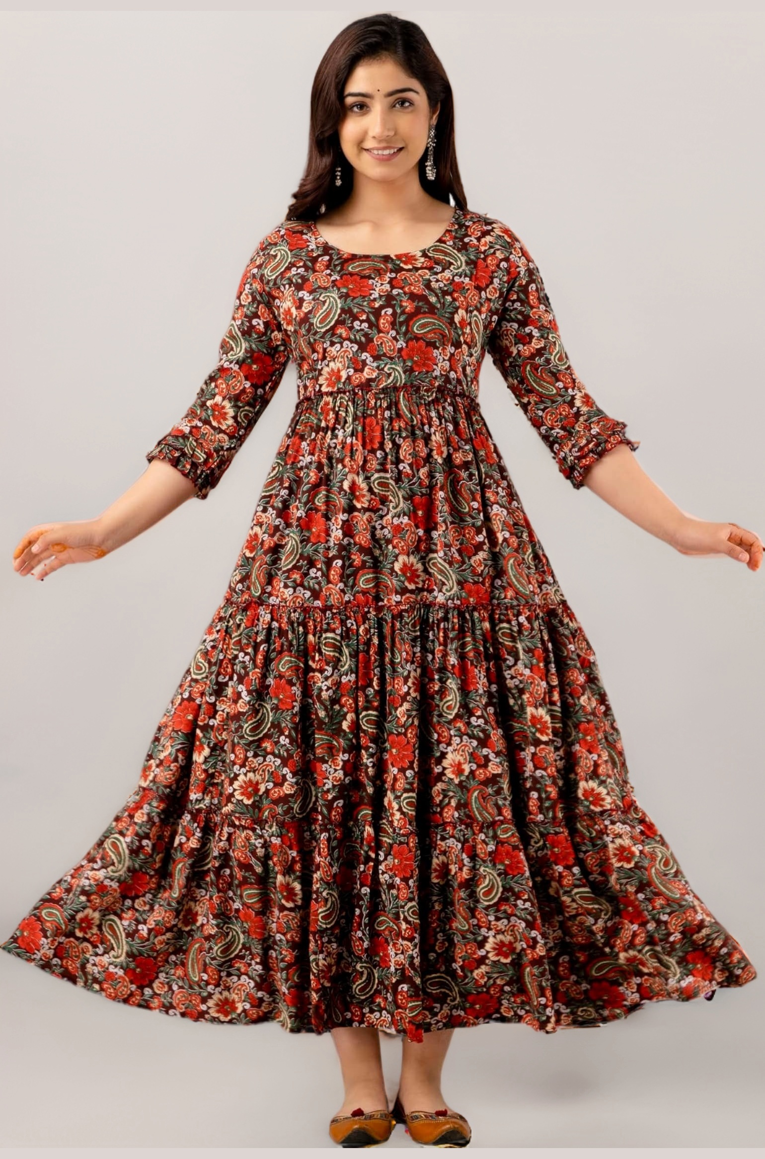 HENAL Women's Cotton Anarkali Comfortable Maternity Kurti Nursing Feeding Kurta Dress with Both Side Zippers