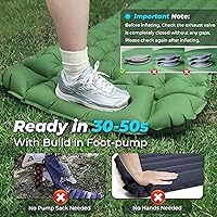 Vista 3 de Colchoneta de dormir inflable de 4 pulgadas de grosor con almohada ajustable y bomba de pie integrada, colchón de aire ligero para acampar