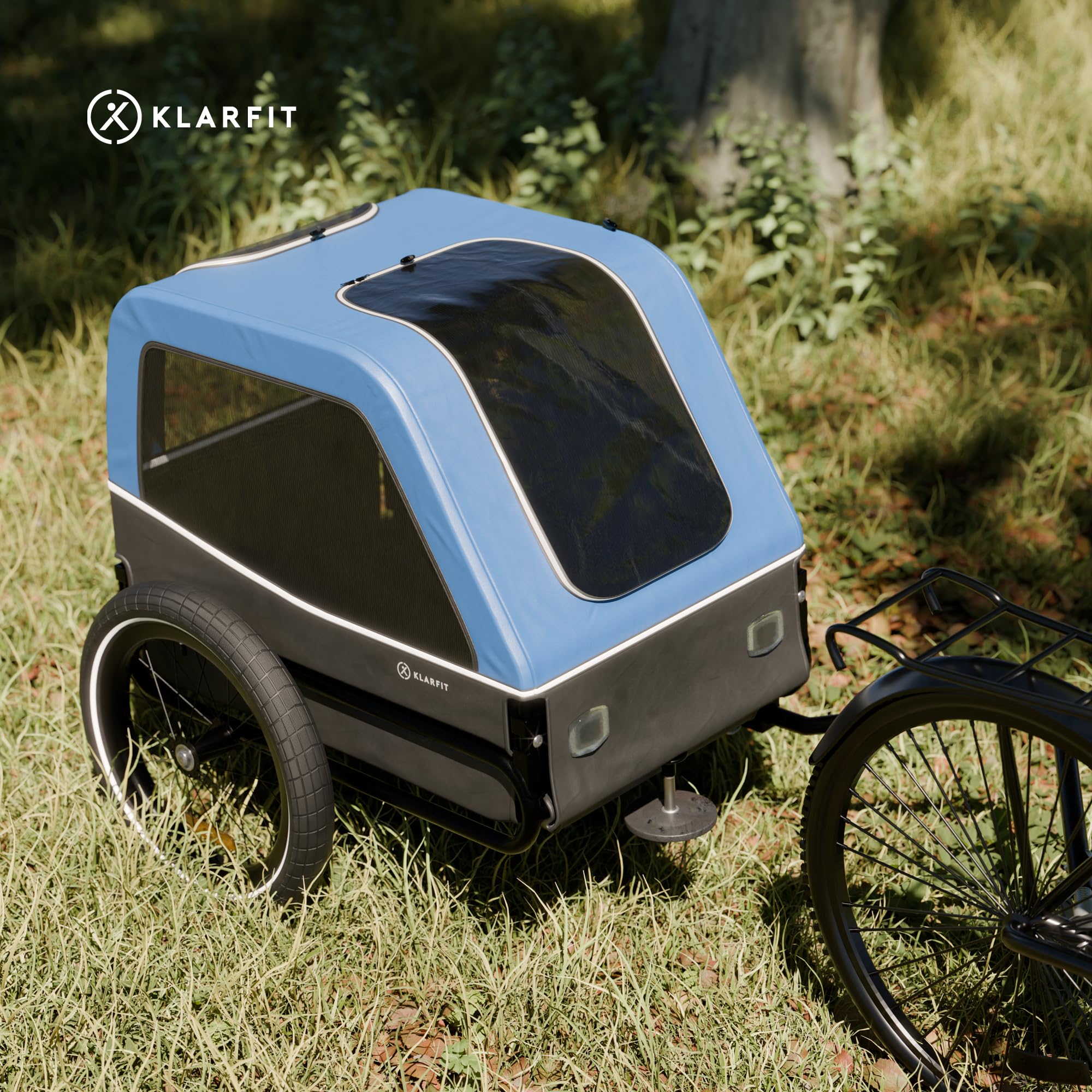 Klarfit remorque de vélo Hybride Maison/Cargo très spacieuse 334 L, Construction Solide en Acier avec réflecteurs intégrés - idéale pour Transporter Votre Chien à vélo