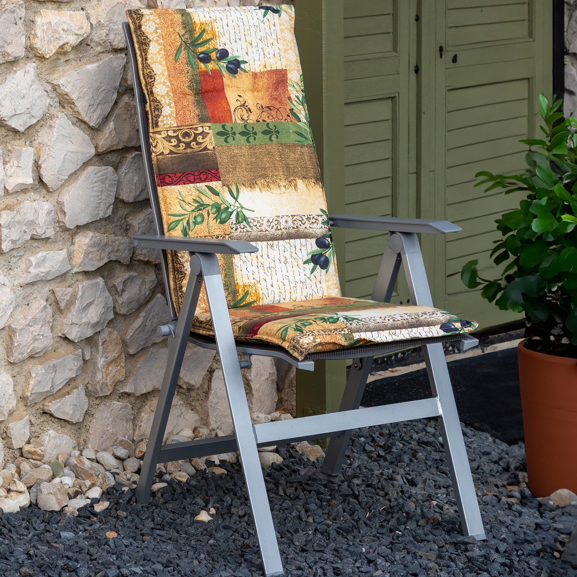 NYVI Hochlehner Auflagen Rio 120x48 cm 6er Set - Antique - Gartenstuhl Sitzauflage mit 5 cm Sitzpolster - Bequem, Robust, Pflegeleicht