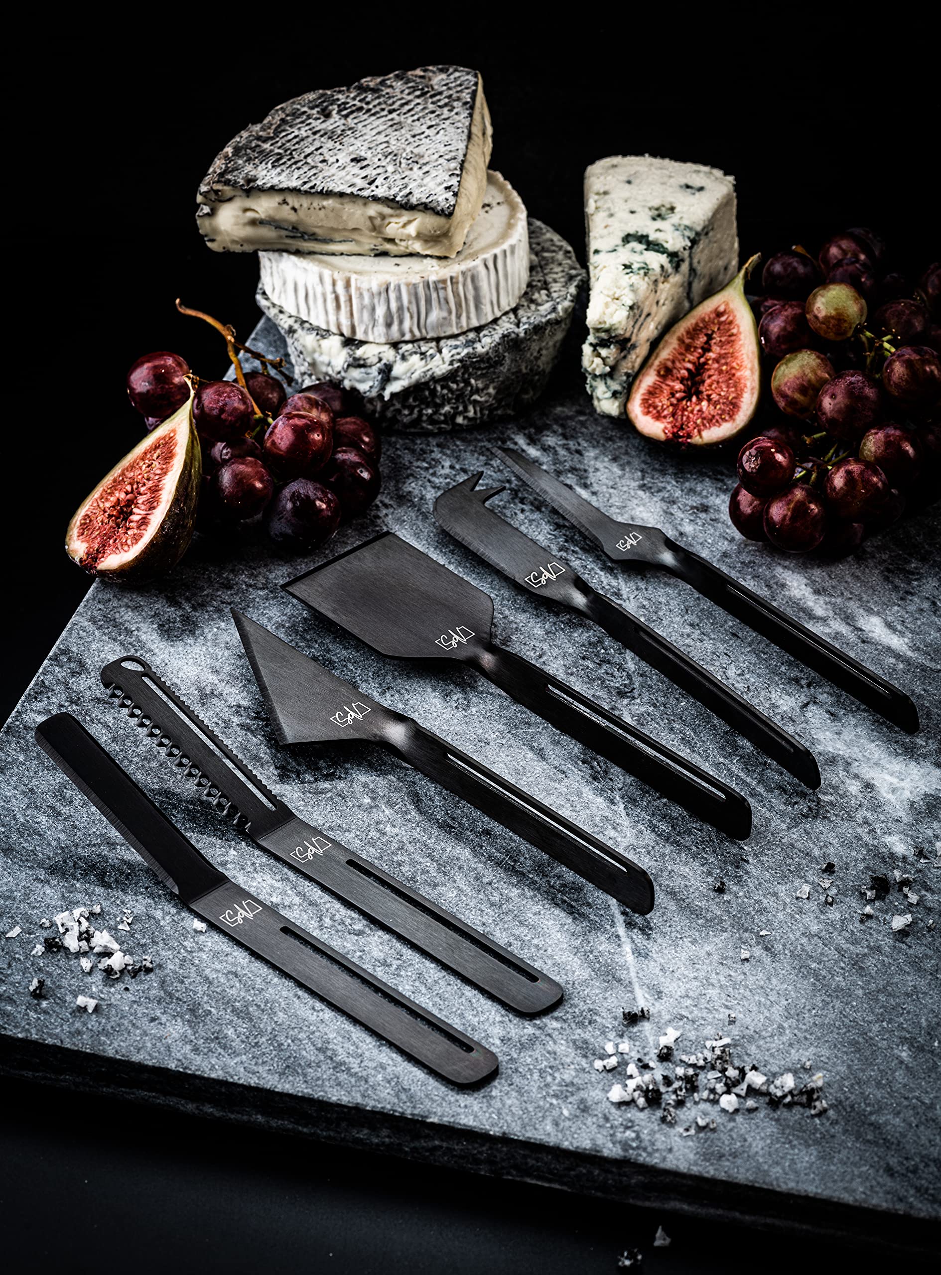 Style de Vie Lot de 6 couteaux à fromage et à beurre Noir