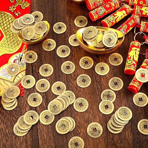 Miniatura 7 de Monedas de Feng Shui de Año Nuevo chino, monedas de la fortuna de buena suerte, monedas I-Ching para salud y riqueza (300, 0.8 pulgadas)