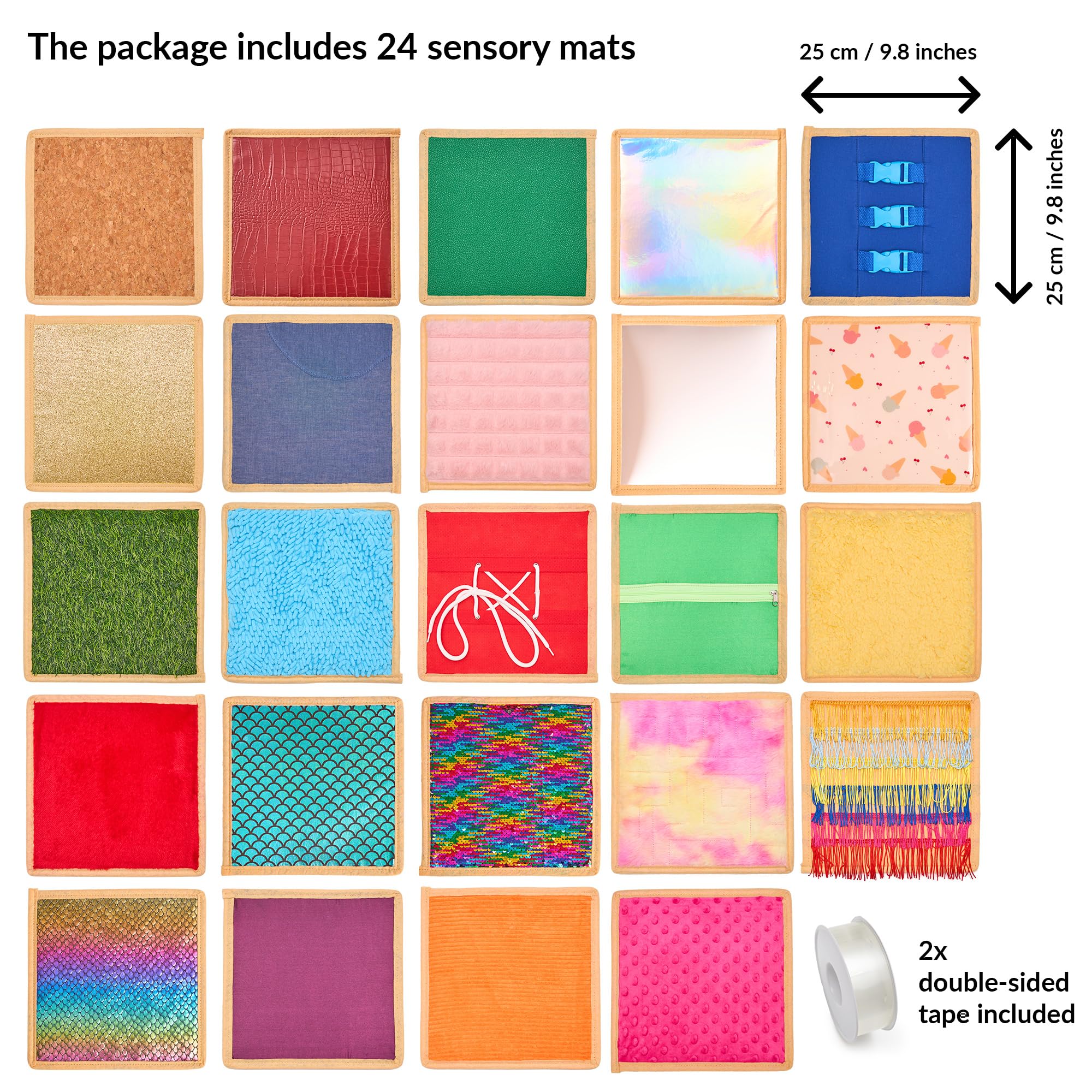 24 Pannello Sensoriale per Bambini | Piastrelle Sensoriali Testurizzate | Parete Sensoriale per Gioco e Apprendimento | Tappetini Sensoriali per Bambini e Aule | Pannelli Interattivi con Texture