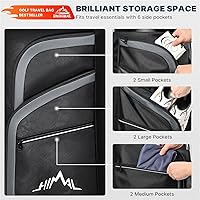 Vista 3 de Bolsa de viaje de golf con funda rígida de PC, tela Oxford resistente 1680D, bolsas de viaje para aerolíneas con ruedas, resistente al desgaste