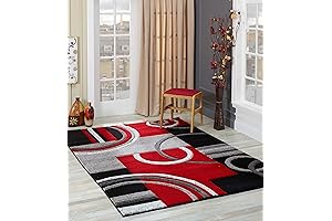 GLORY RUGS: Red Living Room Rug, 5x7 Modern Soft Hand-Carved Carpet