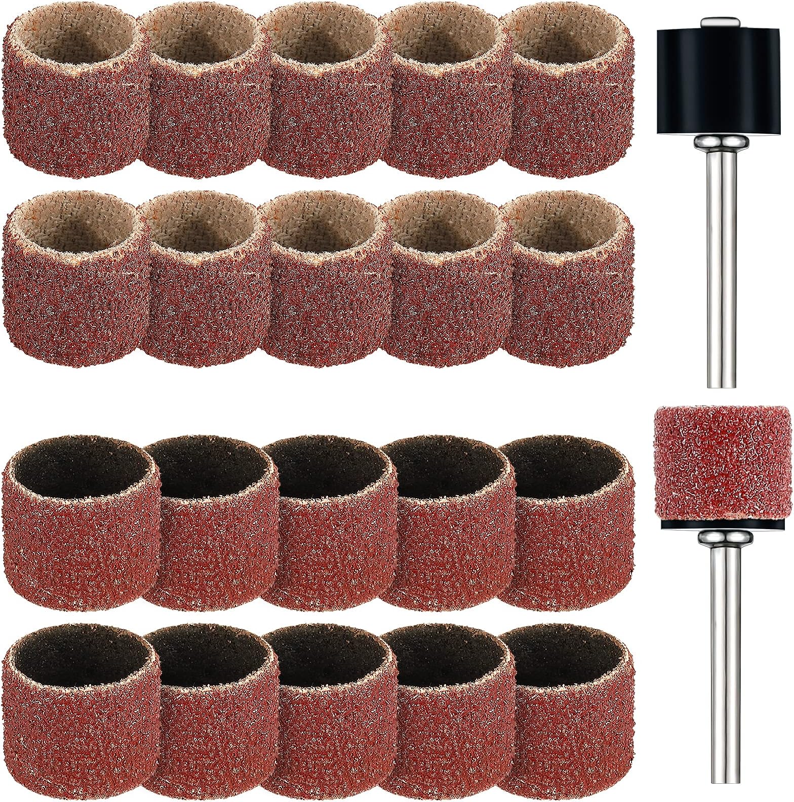 Leelosp 22 Pet Nail Grinder Replacement Kit with Grit Sanding Band Smoother Dog Claw Care Black Grinding Drum Grooming Supplies (1/2", 60 and 100 Grit)