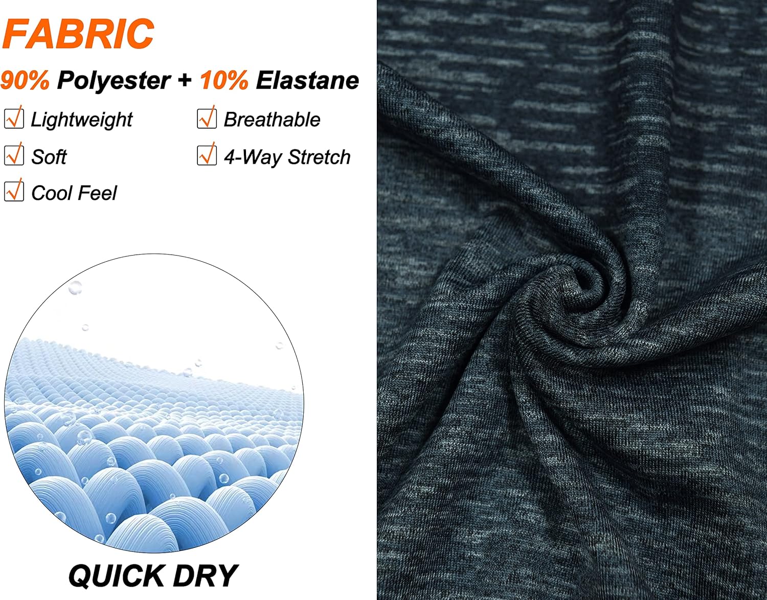 Little Donkey Andy Men's Quick Dry Sweat Wicking Stretch Short Sleeve T-Shirt UV Protection Workout Running Hiking Tee