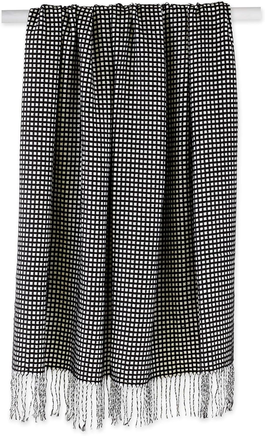 Chic Black & White Waffle Knit Acrylic Throw 50x60 inches