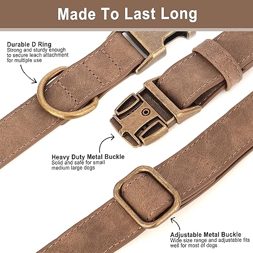 Miniatura 5 de KINYABLUE Collares personalizados para perros grandes, collar de perro de cuero suave personalizado con nombre de identificación y número grabados,