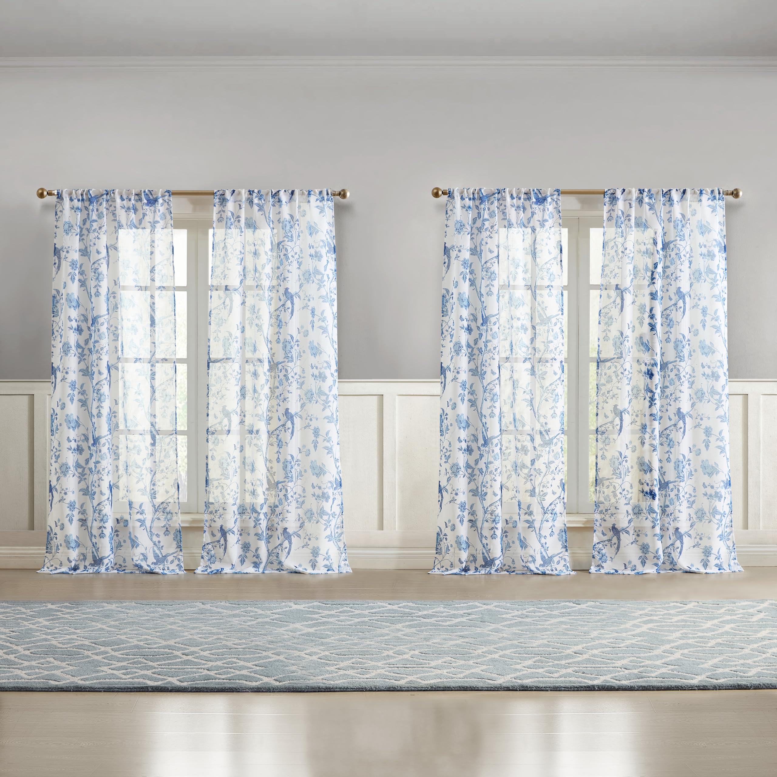 Amazon.com: Laura Ashley Summer Palace Window Curtains with Rod