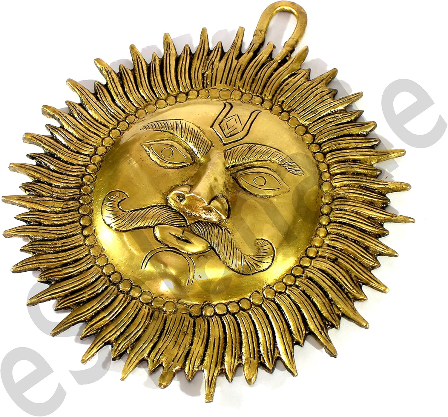eSplanade - Brass Sun Wall Decor - Beautiful Sun (Surya) Face Murti Idol Statue Sculpture Wall Hanging of Brass (10) | Home Decor