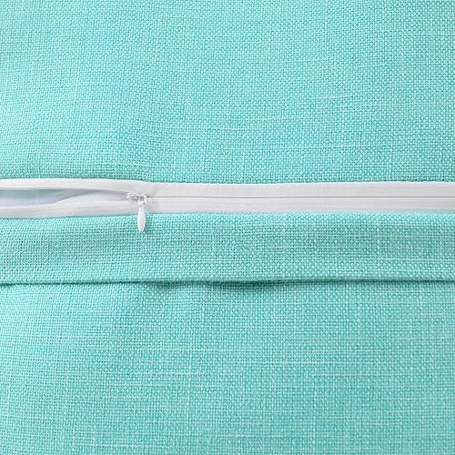 Miniatura 3 de Ikuoic Juego de 2 fundas de almohada decorativas de lino turquesa de 24 x 24 pulgadas, funda de cojín cuadrada europea con 3 botones