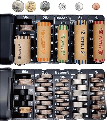 Clasificador de monedas para contador de monedas, 2 paquetes, bandeja clasificadora de monedas con cubierta, contador de cambio de banco de monedas