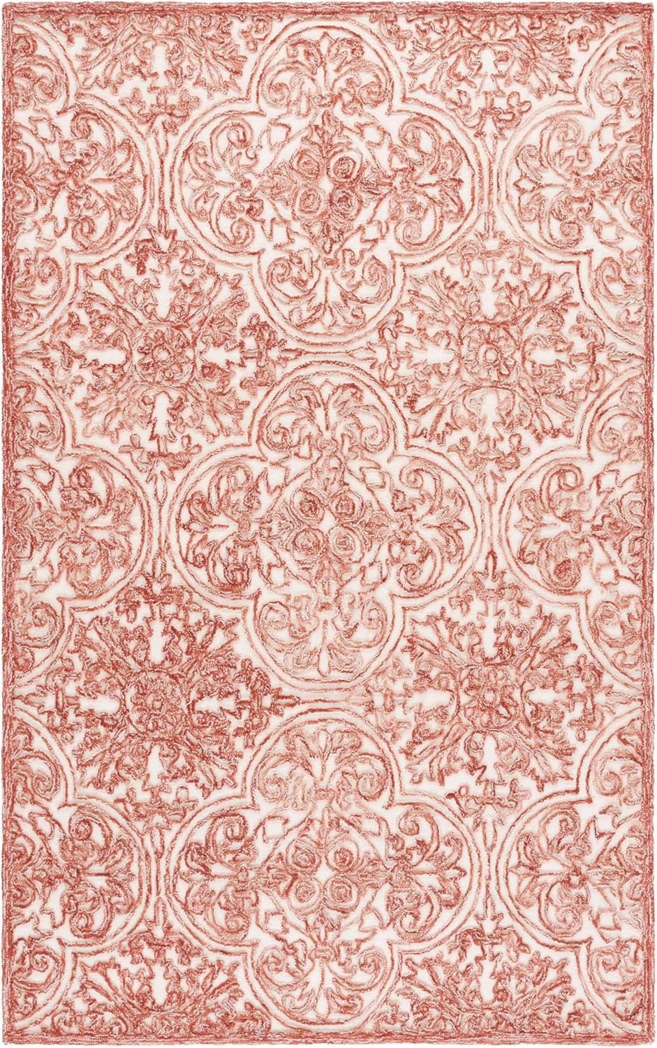 Martha Stewart x SAFAVIEH Accent Rug - 4' Square, Ivory & Pink, Handmade Wool, Ideal for Living Room, Foyer, Bedroom (MSR3511U-4SQ)