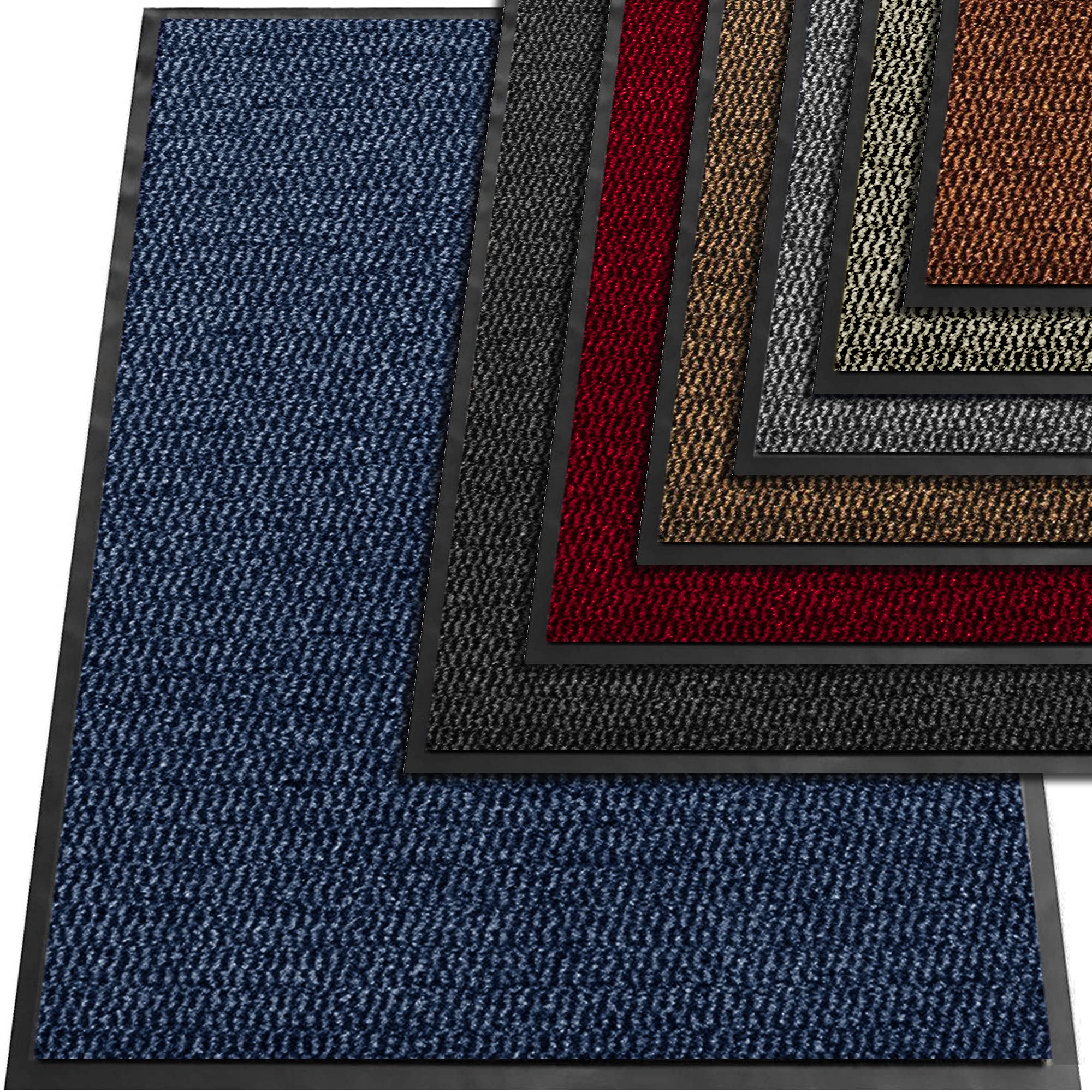 TrendMakers Midnight Blue/Black Durable Rubber Door Mat, Front Waterproof Floor mat, Low Profile, Heavy Duty Welcome Doormat Indoor/Outdoor, Rug Mats Entrance, Kitchen, Non Slip Runners (80cm x 160cm)