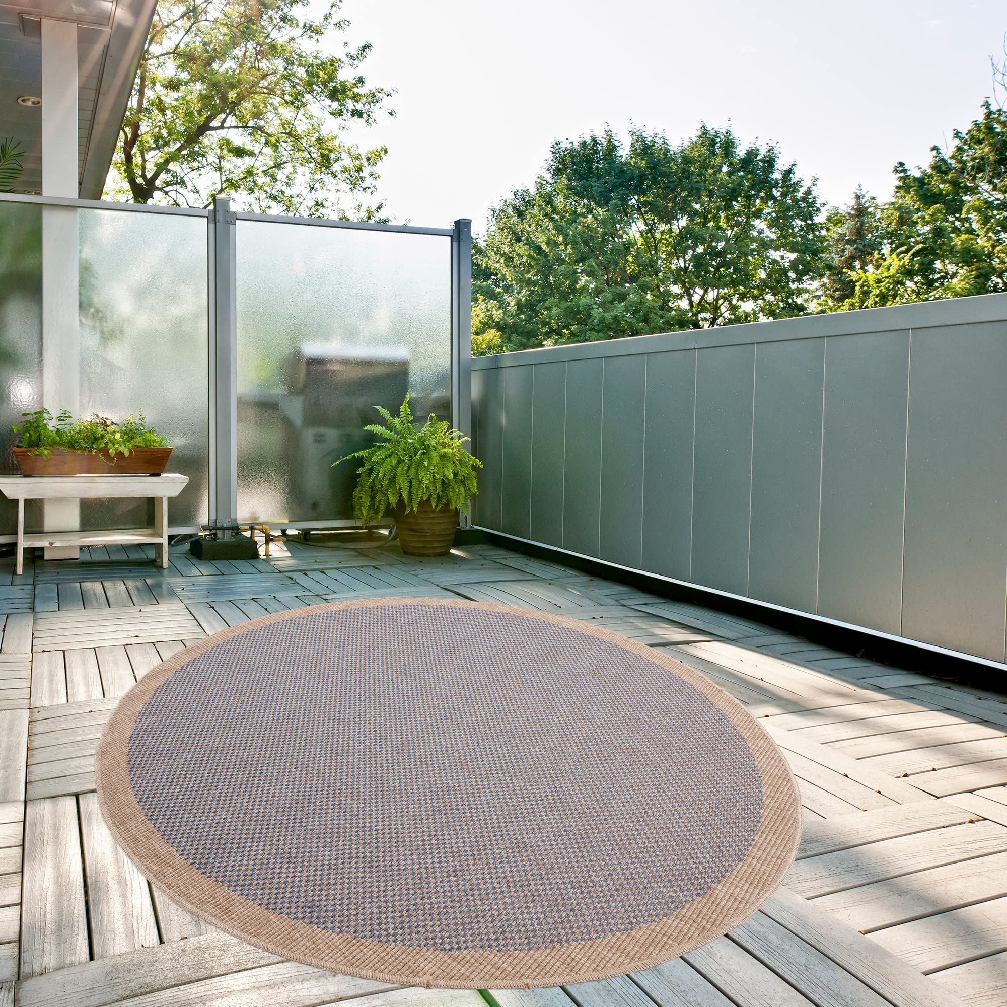 THE RUGS Nature Collection Outdoor Rug, Indoor/Outdoor Tona Border Area Rug for Patio Deck, Garden, Kitchen - Image 4