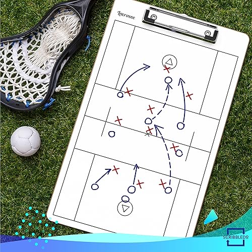 Miniatura 7 de Scribbledo Lacrosse Pizarra de borrado en seco para entrenadores de 15 x 9 pulgadas, pizarra blanca de lacrosse, suministros de entrenamiento,