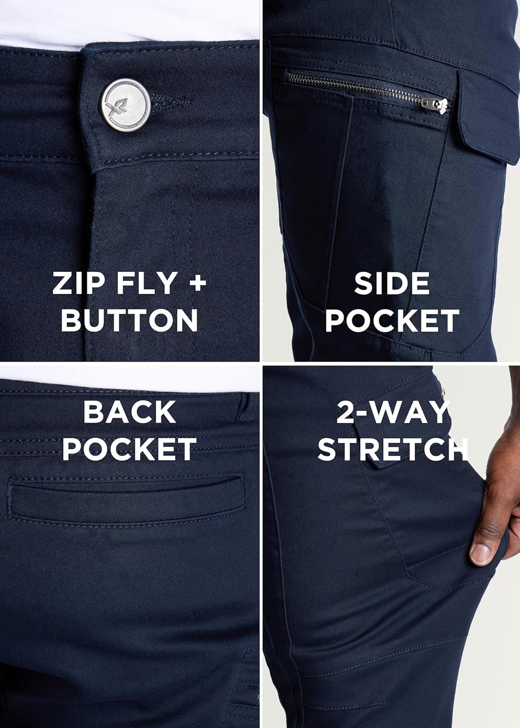 X RAY Men's Stretch Cargo Pants, Casual Flex Hiking Multi-Pocket Tactical Work Slim Fit Cargo Pants for Men - Image 6