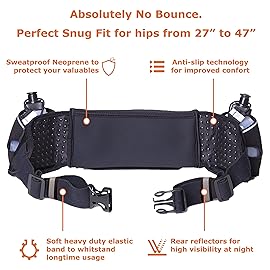 No.1 Hydration Belt by Runtasty - Premium Running Fuel Belt w/2 BPA-Free 10 oz Water Bottles, Tilt-Up Pocket w/Touchscreen-Ready Cover - Fits All iPhones, Runners Ebook & No-Bounce Design