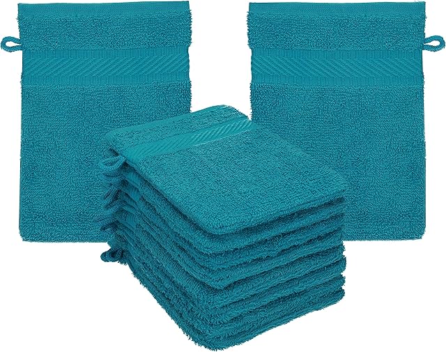 Betz 10 sztuk rękawic kąpielowych frotte, rękawica do mycia Palermo, 100% bawełna, zestaw ściereczek do mycia rozmiar 16 x 21 cm (petrol)