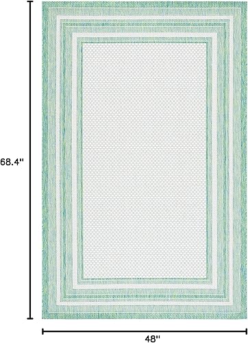 Miniatura 2 de SAFAVIEH Courtyard Collection CY8475 - Tapete para interiores y exteriores, impermeable, fácil limpieza, 4 x 5 pies 7 pulgadas, color marfilverde