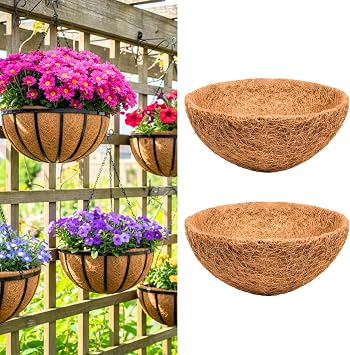 LaLaGreen 20" 2 Pack, Round Coco Liners for Hanging Basket Large Coir Fiber Replacement Liner for Pot, Outdoor Wall Mounted Planter Also Available in 8/10/12/14/16/18 Inch & Different Shapes