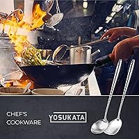 Vista 10 de YOSUKATA 14" Carbon Steel Wok Pan Set - Pre-Seasoned, 17" Wok Spatula & Ladle - Heat-Resistant, Dishwasher Safe