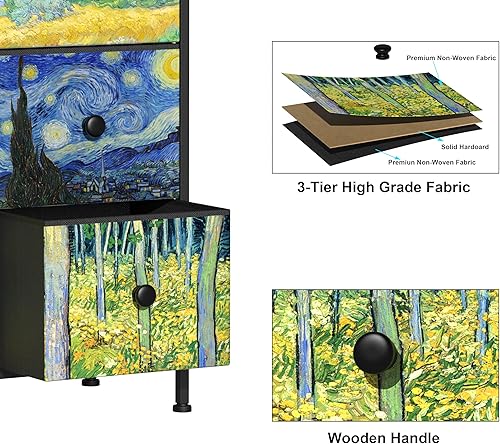 Miniatura 4 de EXOTICA Van Gogh - Cómoda ancha de 9 cajones para TV, cómoda colorida y cómoda, muebles de entrada para dormitorio, sala de estar, pasillo,