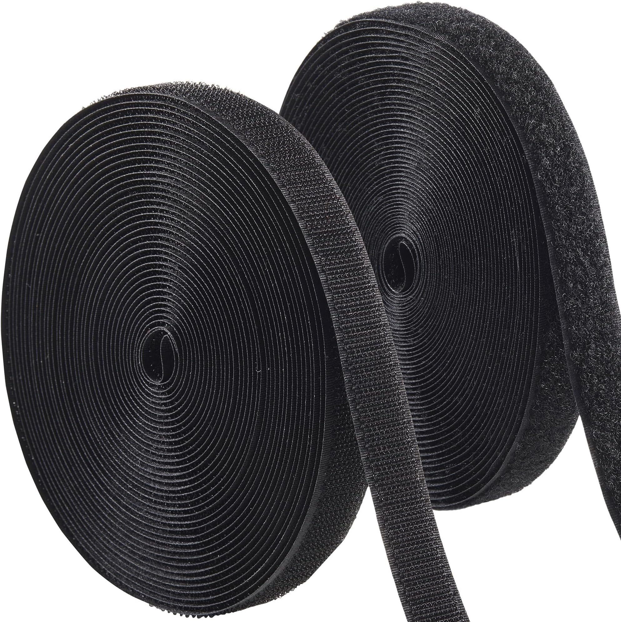 ECOHomes 3/4 Inch Wide x 33 FT Sew On Hook and Loop Tape for Fabric Roll, Sewable Sew-On Strips for Clothing, Clothes, Fabric | No Adhesive Sewing Fastener Straps, Easy Sew in, Strong, Black