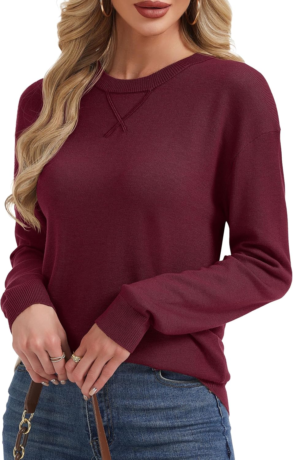 YUCOLEN Sweaters for Women Long Sleeve Lightweight Crewneck Knit Pullover Basic Casual Sweaters Spring Tops - Image 2