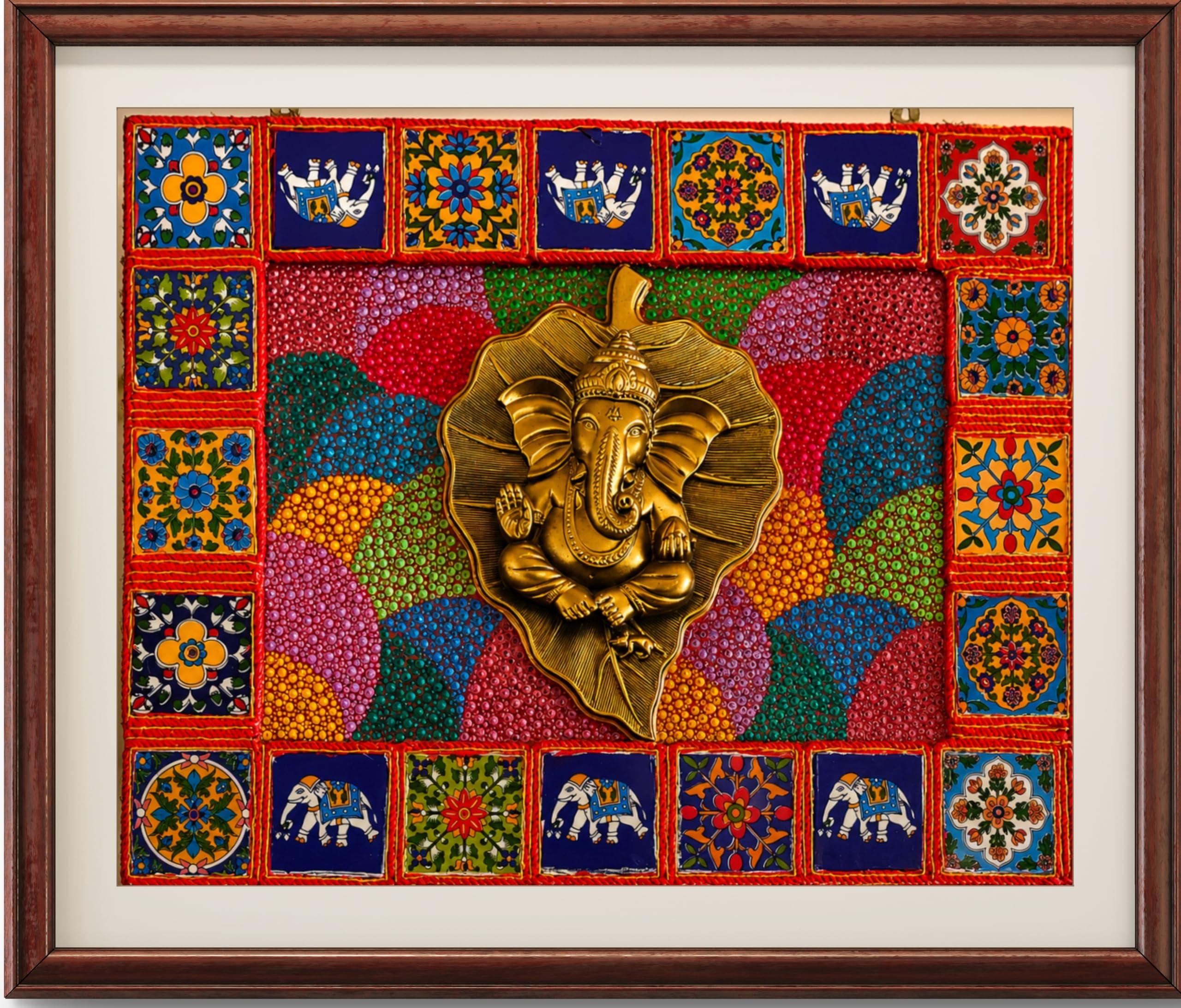 Handmade Lord Ganesha Wall Decor with Dot Mandala Art-image-46