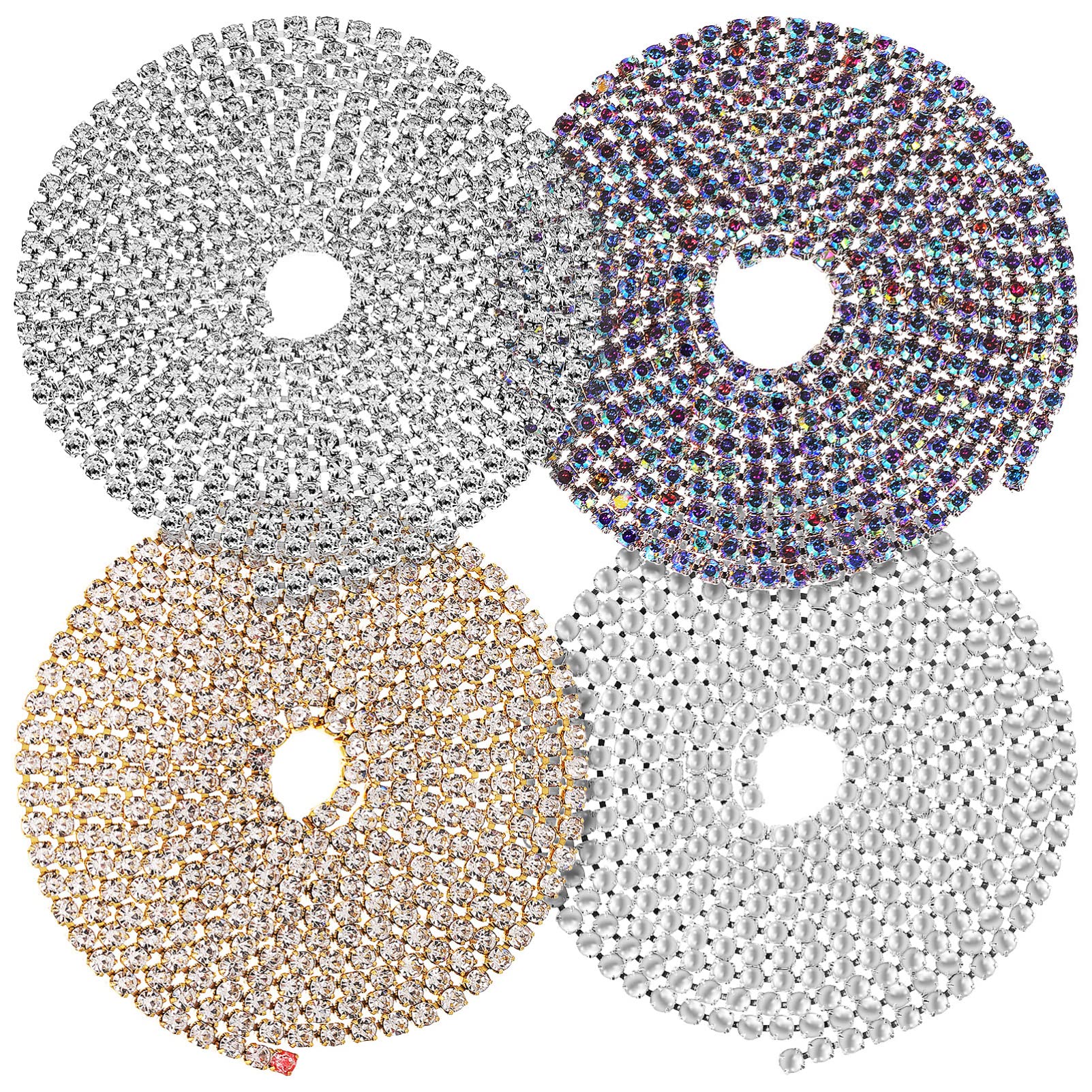 ACiyD Stück Strass-Besatz Diamant-Kristallkettenapplikationen Bling-Bordüren für DIY-Dekoration und Hochzeitskleidungsverschönerungen
