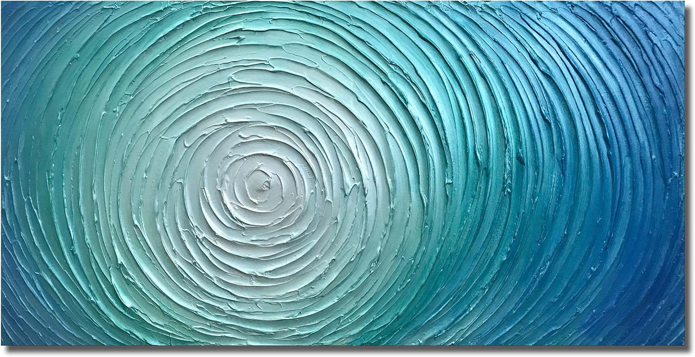 Abstract Canvas Wall Art Oil Painting Blue-Green Abstract Art Works 100% Hand-Painted Texture Decorative Oil Painting Modern Home Abstract Art Works 20x40 inch