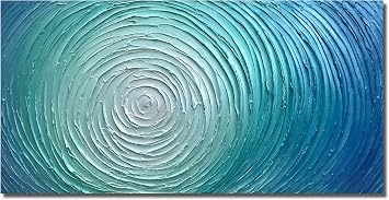 Abstract Canvas Wall Art Oil Painting Blue-Green Abstract Art Works 100% Hand-Painted Texture Decorative Oil Painting Modern Home Abstract Art Works 20x40 inch