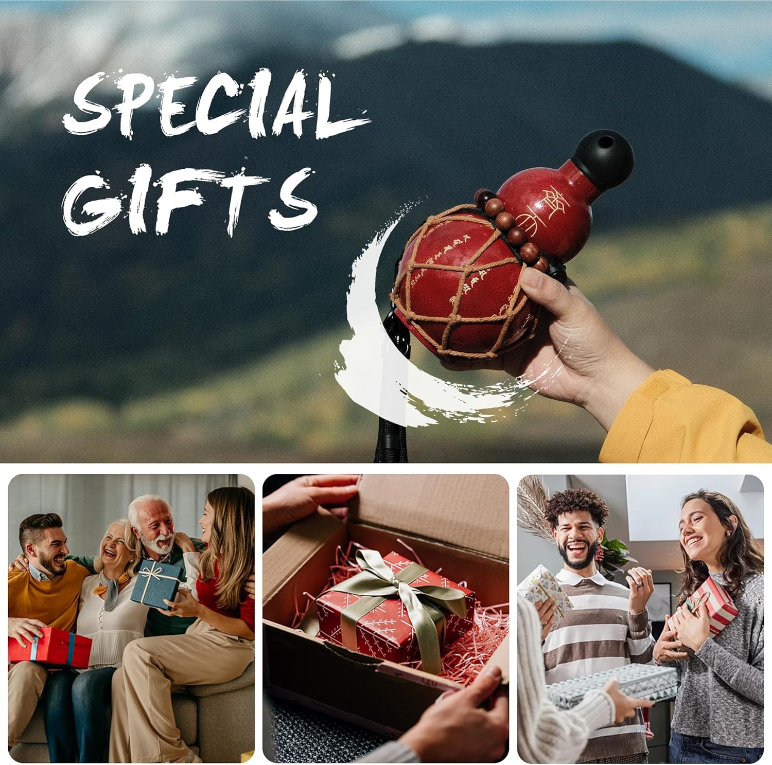 Gourd Water Bottle Tritan BPA-Free 210°F Heat Resistant - Leak-Proof Push-On Rubber Stopper, Stylish Gradient Colors with 2 Versatile Straps for Hanging - Durable (Red Crack) - Image 6