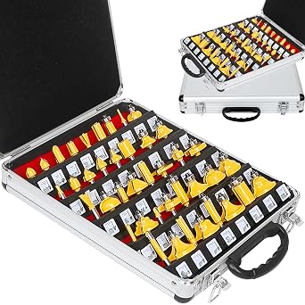 LEATBUY Router Bits Sets 1/4-Inch Shank Door&Drawer Front Edging Router Bits Set 41 PCS Woodworking Milling Cutter Tools Cabinet Router Bit Set Carbide CNC Wood Router Grooving Mill Tool7