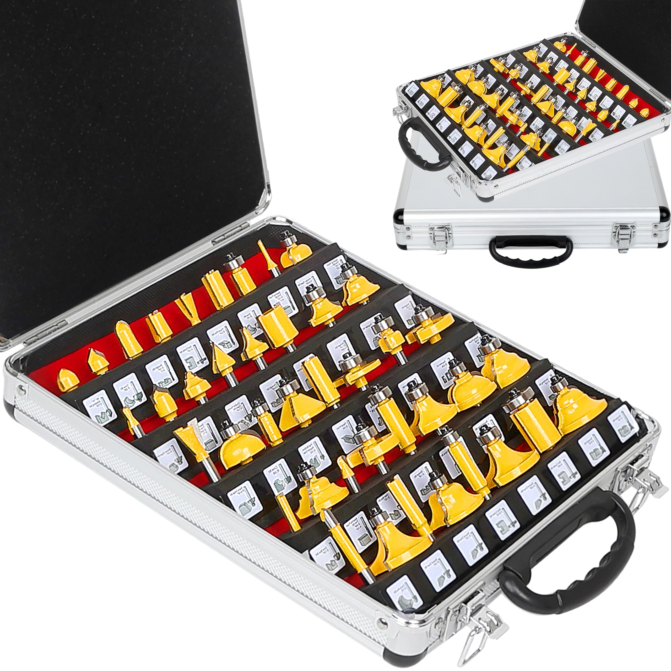 LEATBUY Router Bits Sets 1/4-Inch Shank Door&Drawer Front Edging Router Bit Set 41 PCS, Woodworking Milling Cutter Tools, Carbide CNC Wood Router