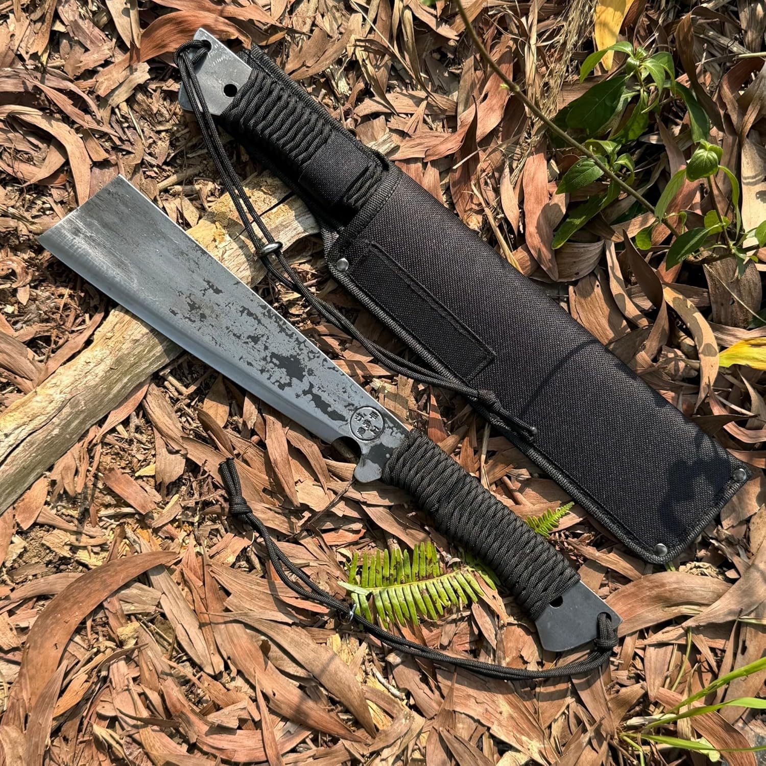 HONGYAN Fixed Blade Machete for Cutting Trees Heavy Duty, Full Tang Bushcraft Knife with Sheath, Survival Outdoor Hunting and Camping Gear, Yard Work Tools for Men