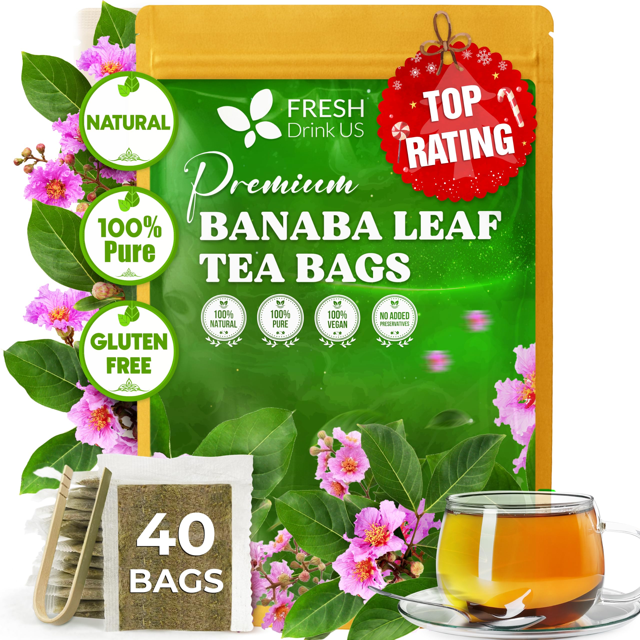 Amazon.com : FreshDrinkUS, Premium 40 Banaba Tea Bags, 100