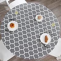 Vista 11 de Mantel redondo de vinilo ajustable con reverso de franela y borde elástico, impermeable, resistente a las manchas y el aceite, de cloruro