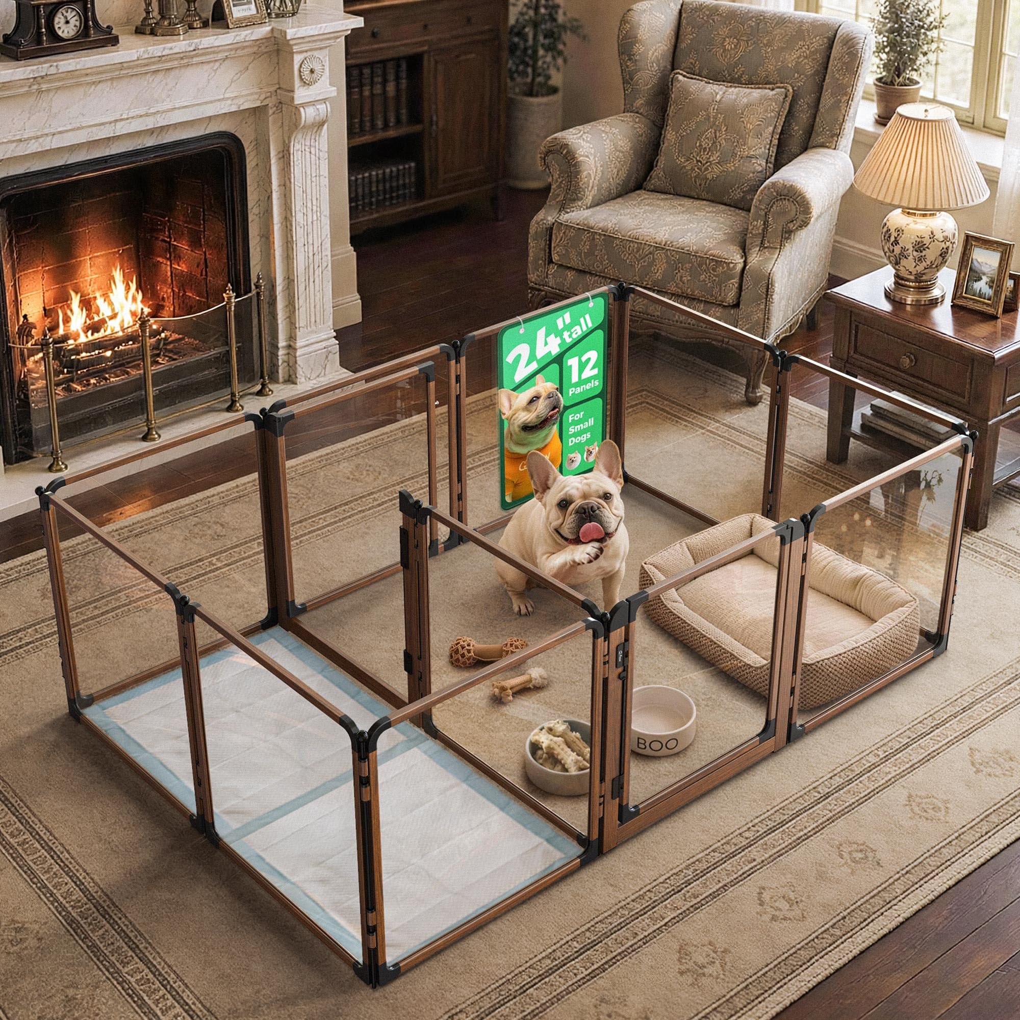 Photo 1 of FXW AuraSpace Pro Clear Acrylic Dog Playpen, 24" H, 12 Panels