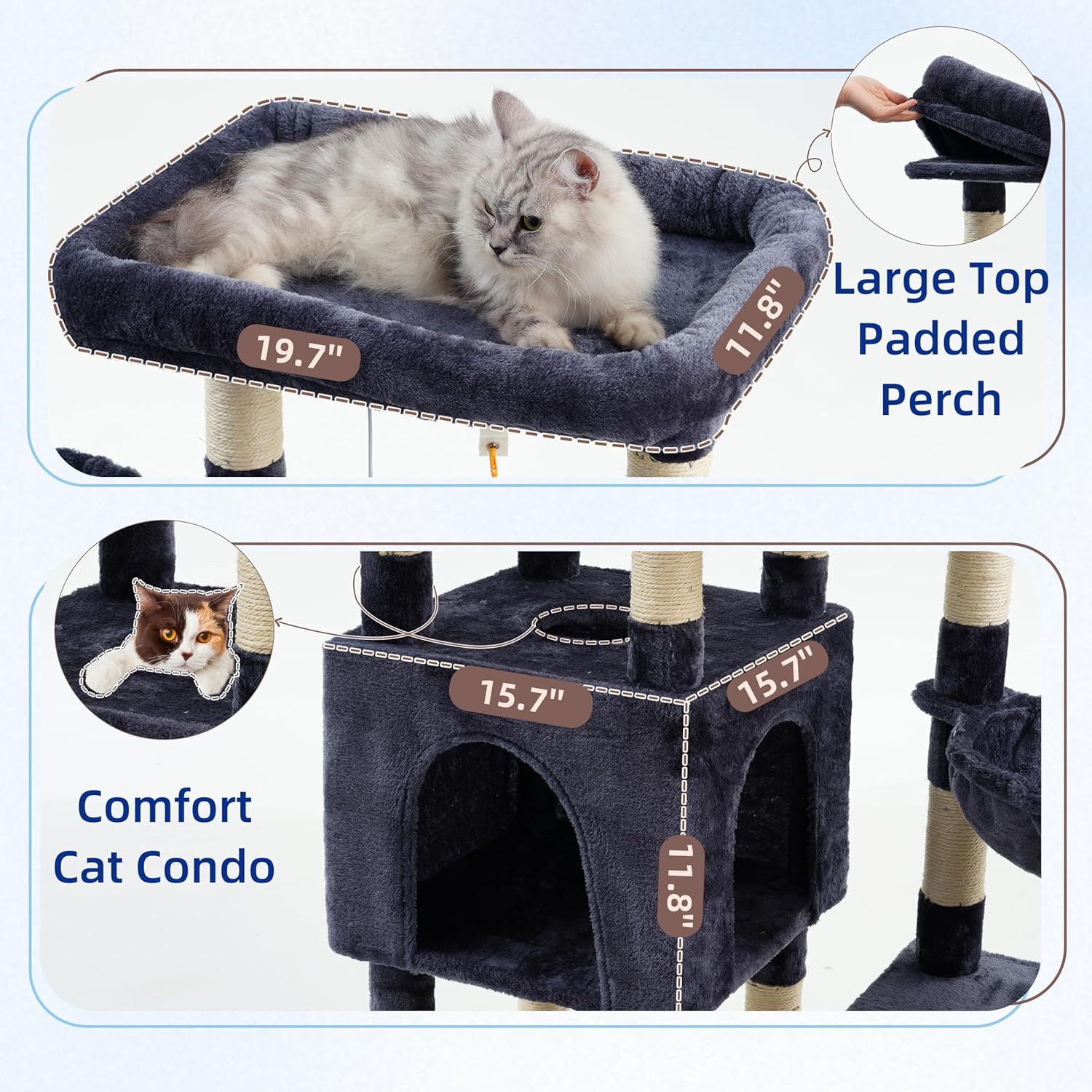 Large Top Padded Perch and Comfort Cat Condo