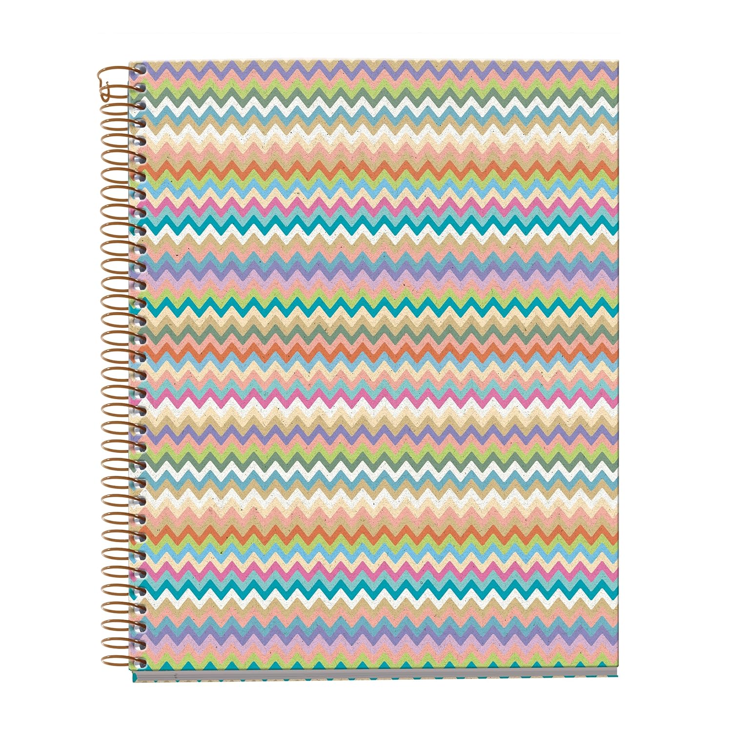 Miquelrius - Notebook A5 (148 x 210 mm), horizontal stripes 7 mm, 120 sheets 70 g/m², cardboard cover, 4 coloured stripes, copper spiral, Feeling Mallorca collection, zigzag