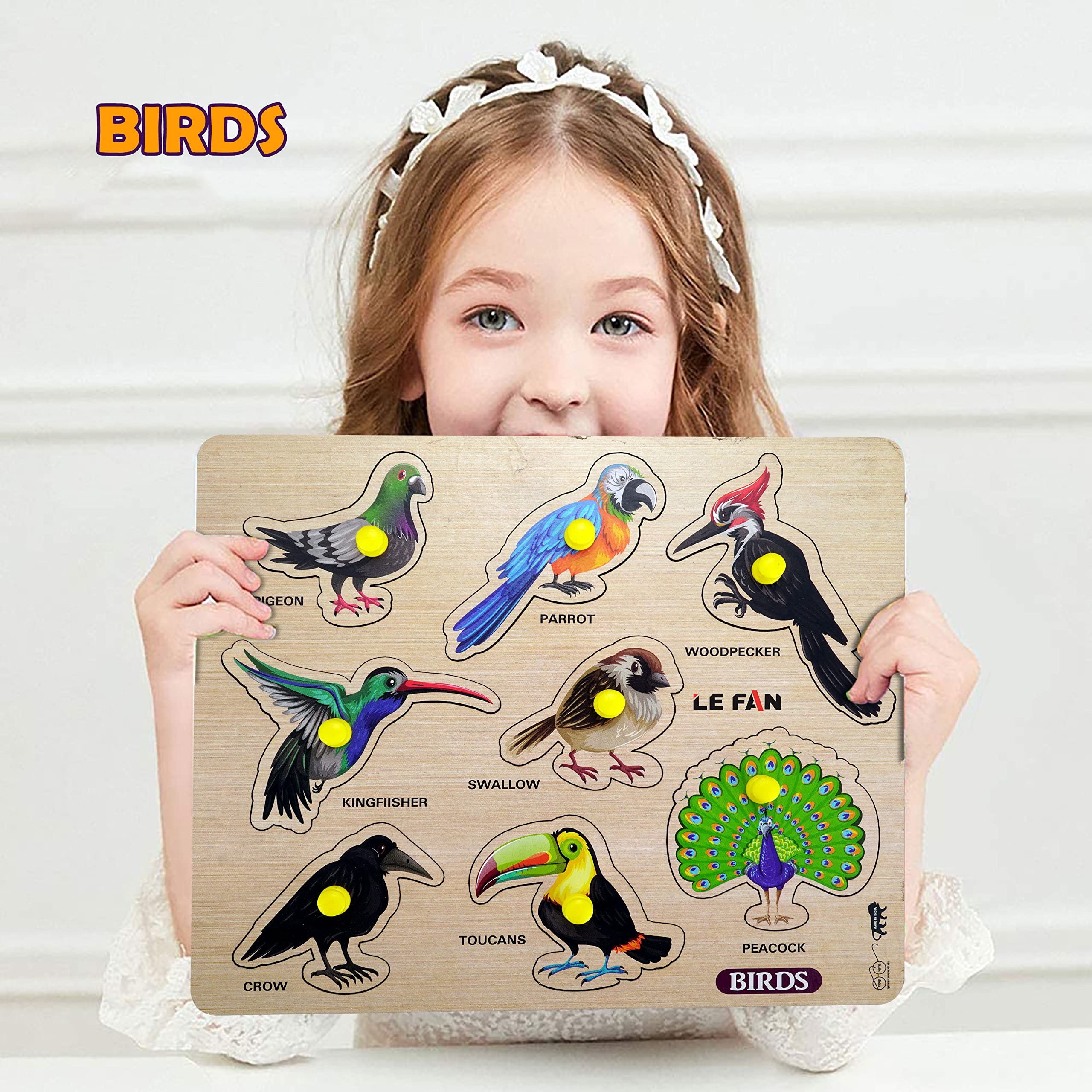 Lefan® Kids Fort Pre Nursery Educational Jigsaw Puzzles for Adults Kids Learning Toys Kit Board Game 2 pcs Set of Birds & Shapes & Colours Educational Toy 2