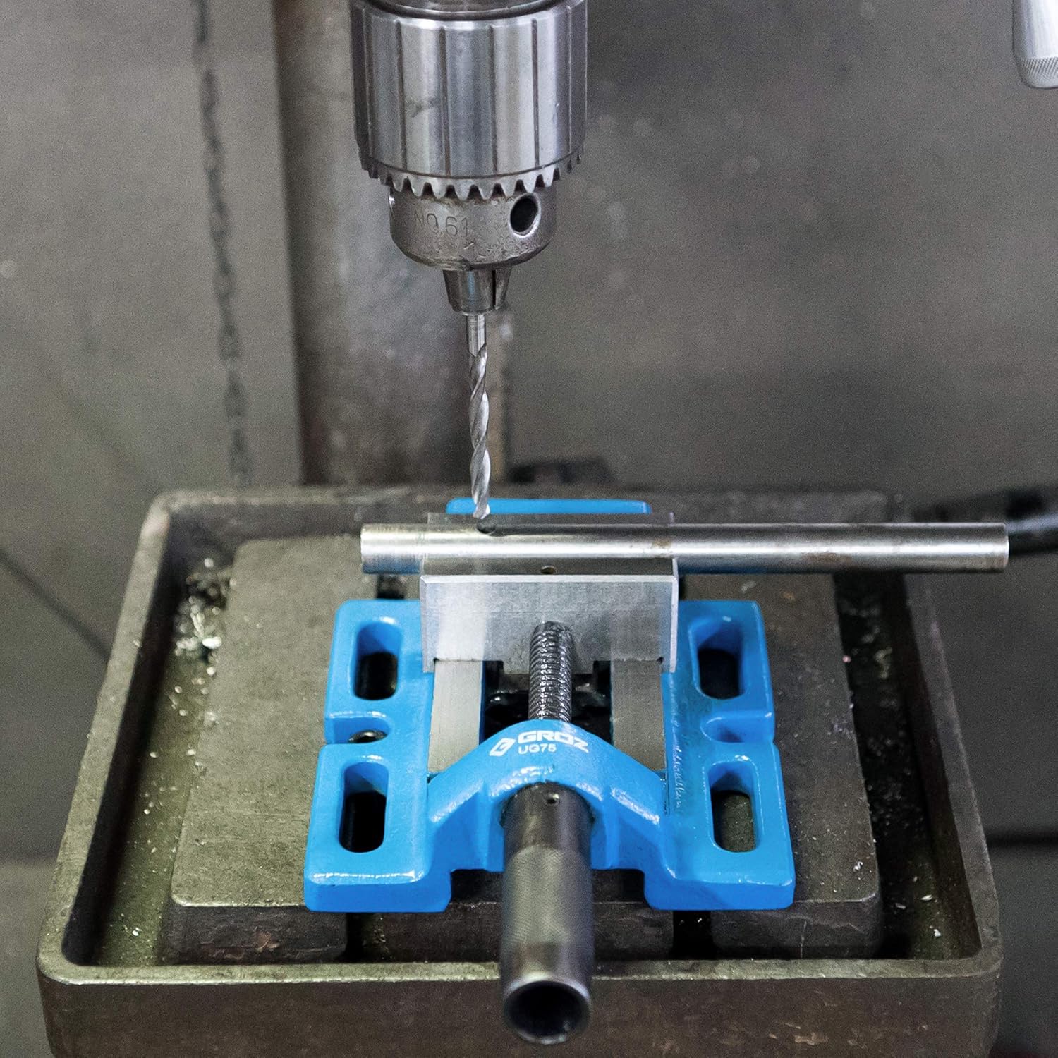 Groz 35120 3" Uni-Grip Drill Press Vise, Blue, Powder Coated